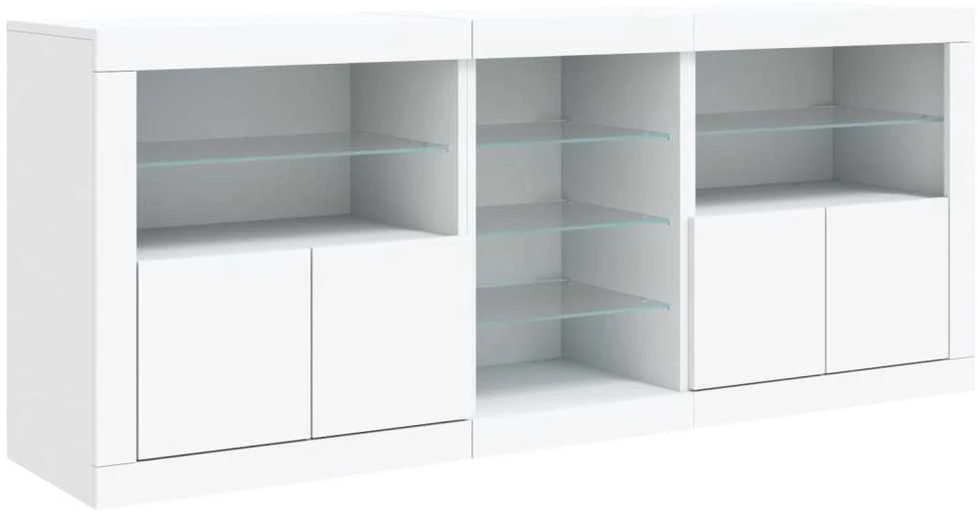 Šoninė spintelė su LED lemputėmis, baltos spalvos, 162x37x67cm