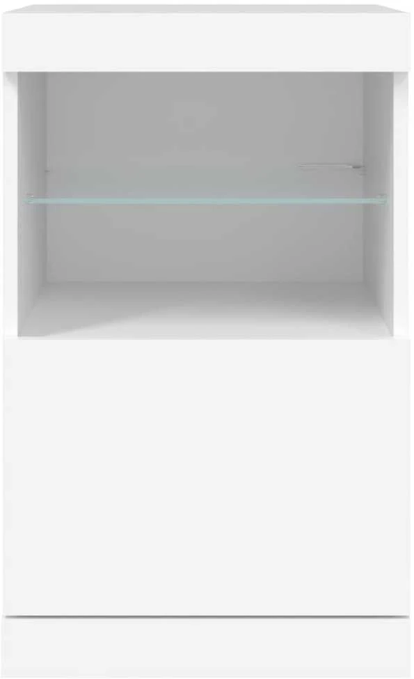 Šoninė spintelė su LED lemputėmis, baltos spalvos, 41x37x67cm