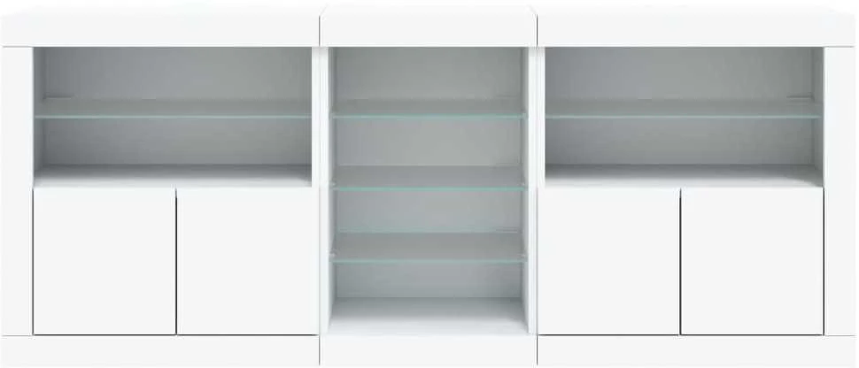 Šoninė spintelė su LED lemputėmis, baltos spalvos, 162x37x67cm