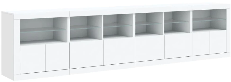 Šoninė spintelė su LED lemputėmis, baltos spalvos, 283x37x67cm