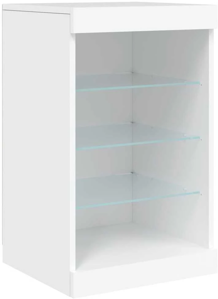 Šoninė spintelė su LED lemputėmis, baltos spalvos, 164x37x67cm