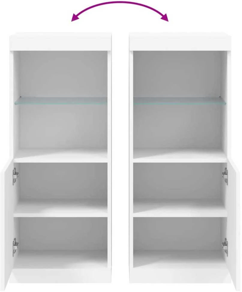 Šoninė spintelė su LED lemputėmis, baltos spalvos, 41x37x100cm