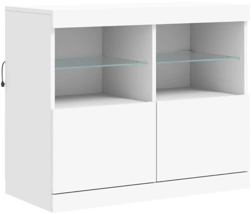 Šoninė spintelė su LED lemputėmis, baltos spalvos, 202x37x67cm