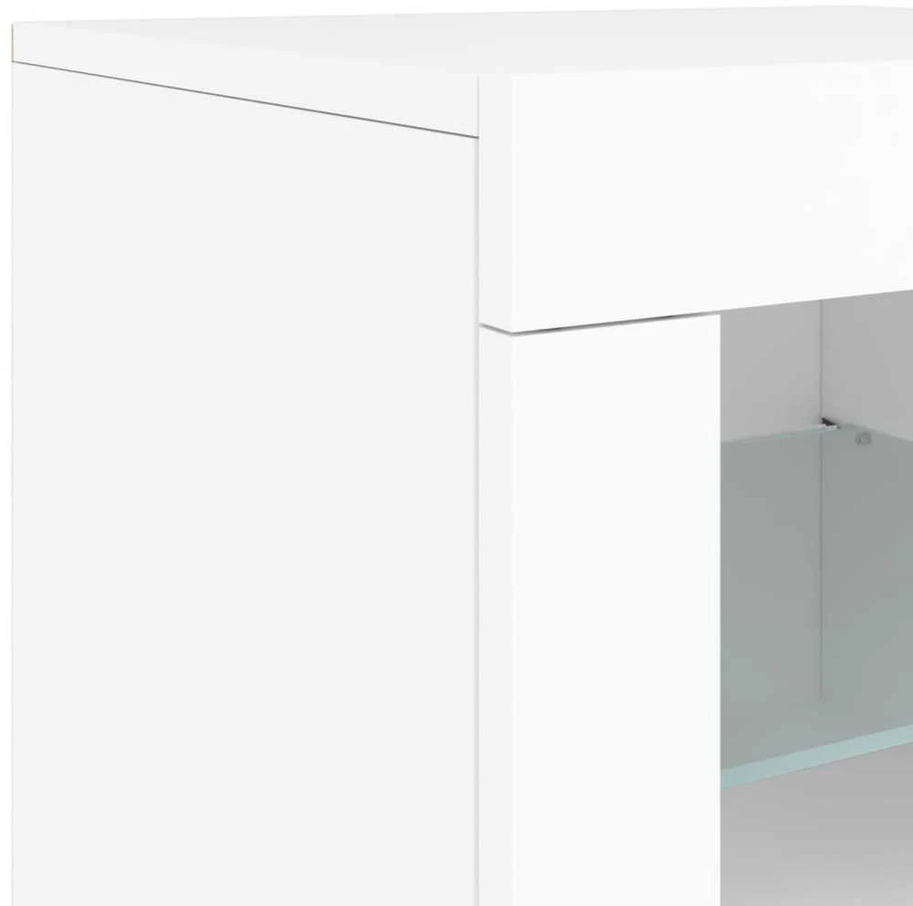 Šoninė spintelė su LED lemputėmis, baltos spalvos, 202x37x67cm