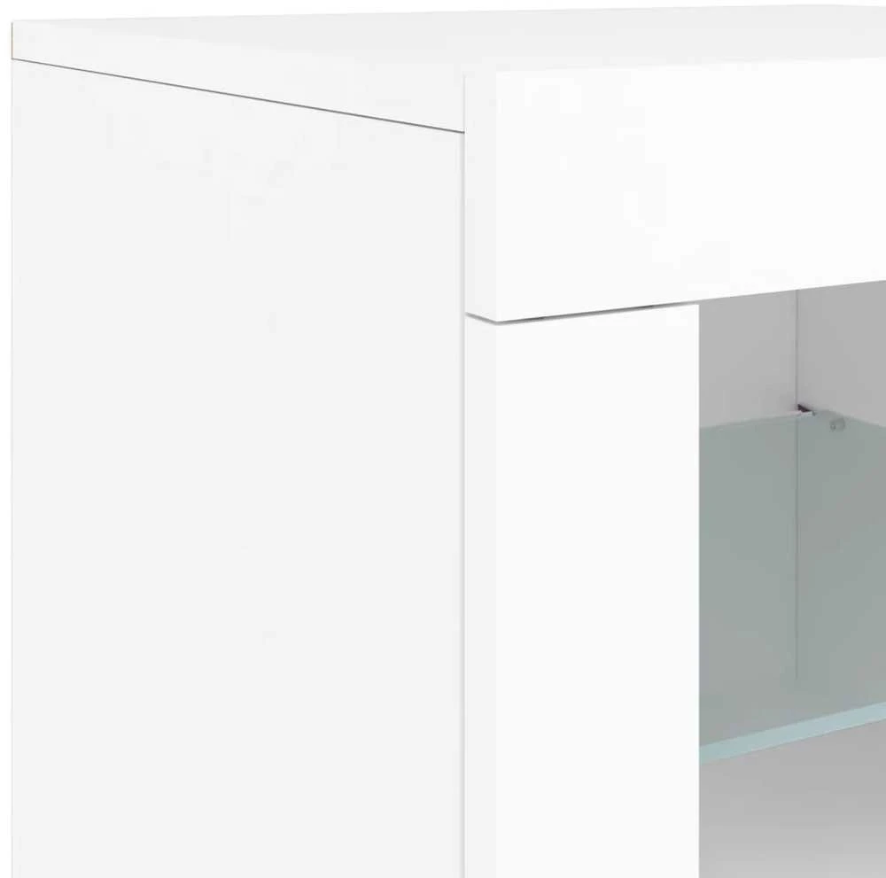 Šoninė spintelė su LED lemputėmis, baltos spalvos, 162x37x67cm