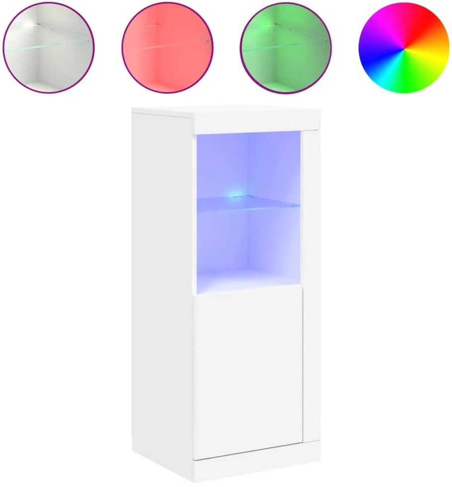 Šoninė spintelė su LED lemputėmis, baltos spalvos, 41x37x100cm