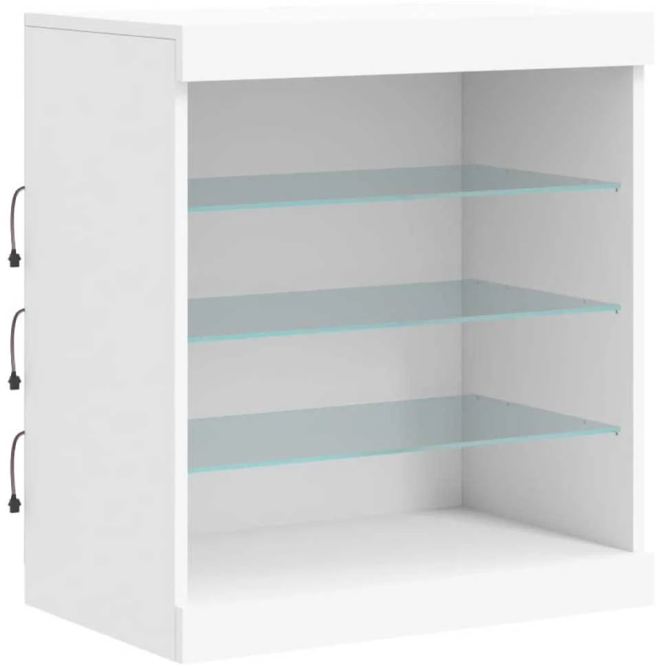 Šoninė spintelė su LED lemputėmis, baltos spalvos, 60,5x37x67cm