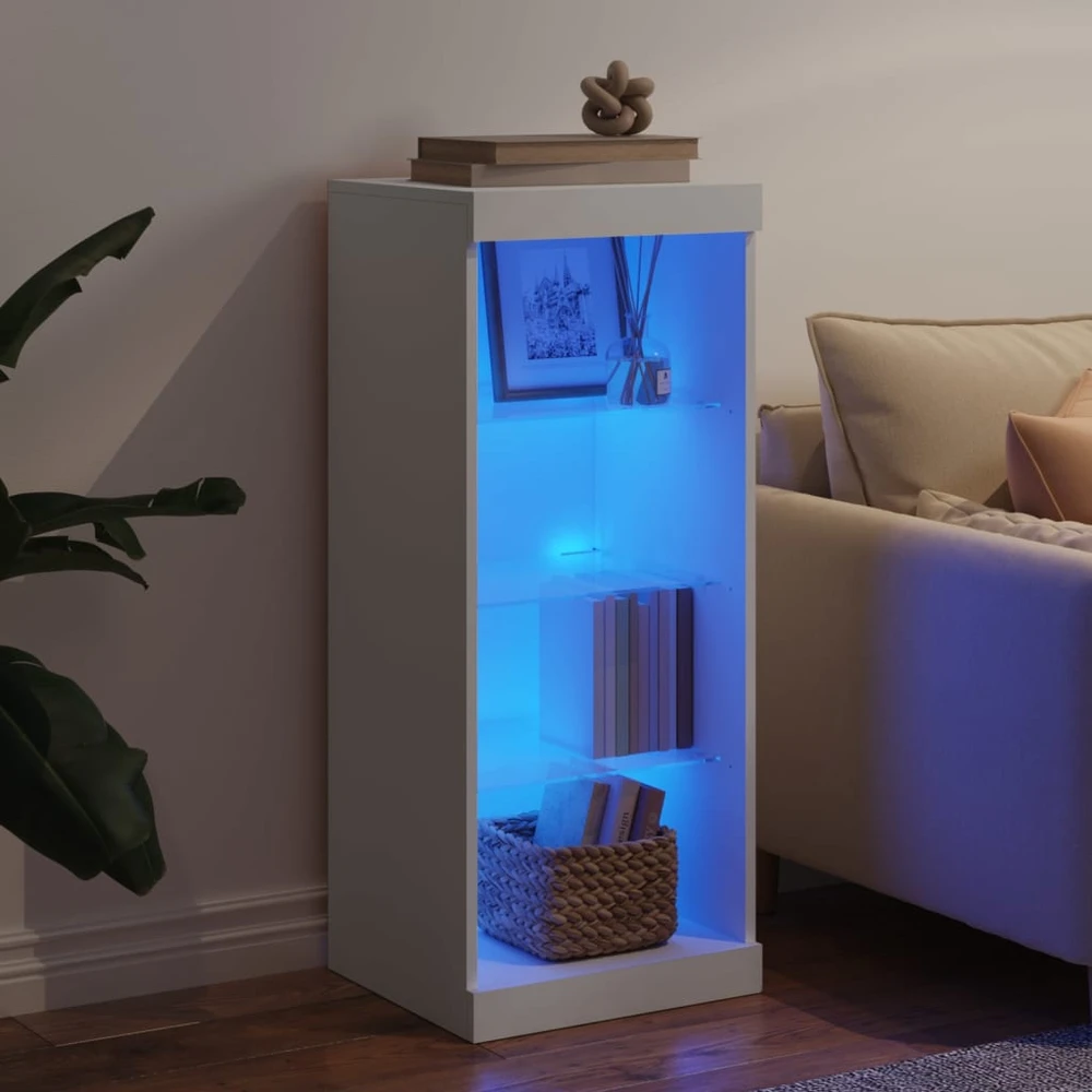 Šoninė spintelė su LED lemputėmis, baltos spalvos, 41x37x100cm