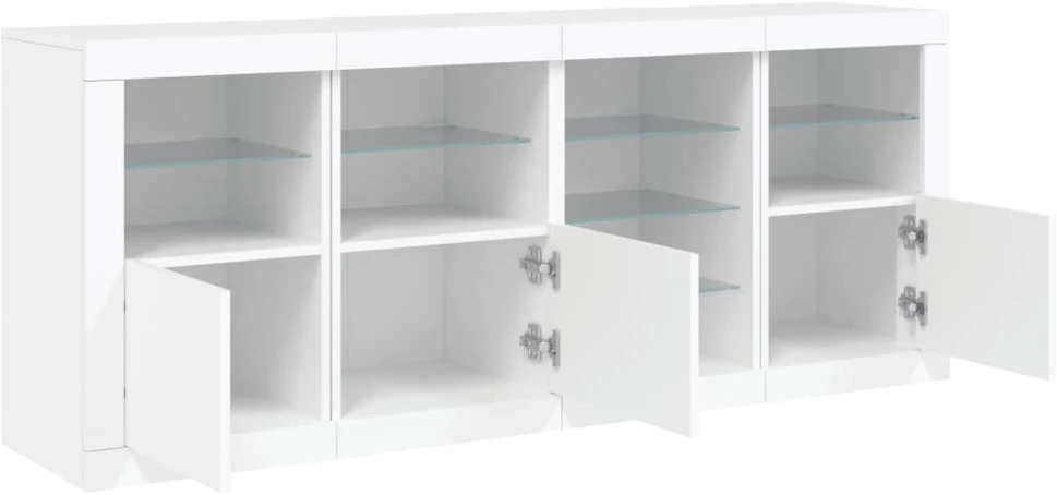 Šoninė spintelė su LED lemputėmis, baltos spalvos, 164x37x67cm
