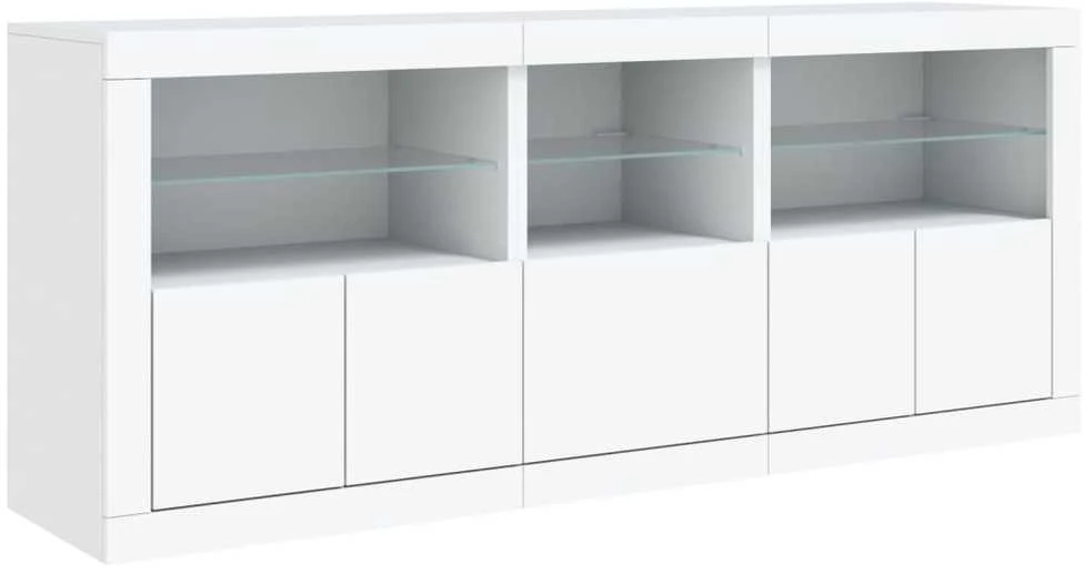 Šoninė spintelė su LED lemputėmis, baltos spalvos, 162x37x67cm
