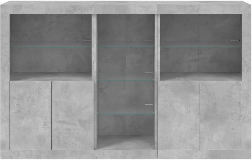 Šoninė spintelė su LED lemputėmis, betono pilka, 162x37x100cm