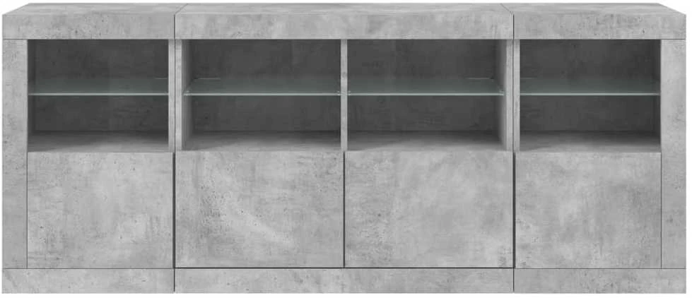 Šoninė spintelė su LED lemputėmis, betono pilka, 163x37x67cm