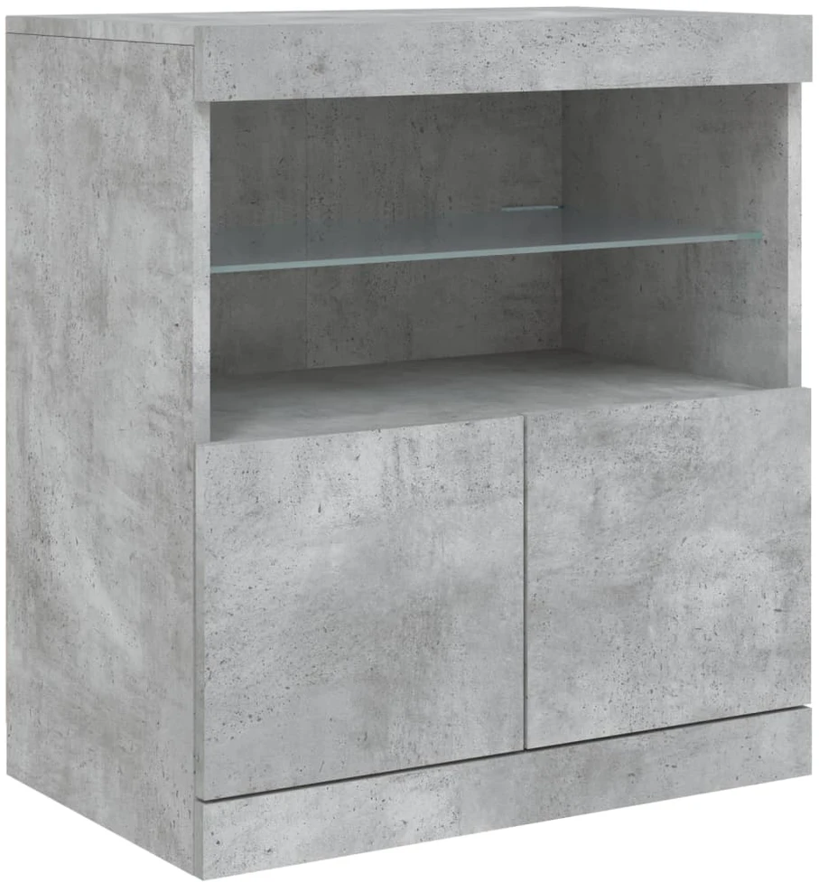 Šoninė spintelė su LED lemputėmis, betono pilka, 60x37x67cm