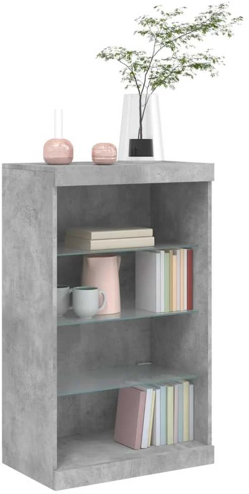 Šoninė spintelė su LED lemputėmis, betono pilka, 60,5x37x100cm
