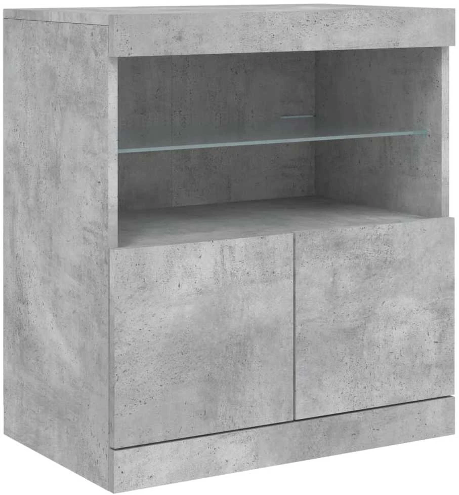 Šoninė spintelė su LED lemputėmis, betono pilka, 60x37x67cm