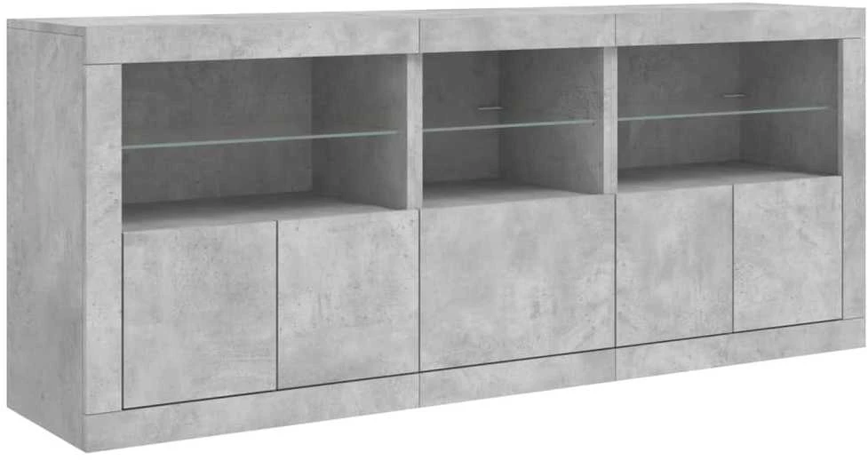 Šoninė spintelė su LED lemputėmis, betono pilka, 162x37x67cm