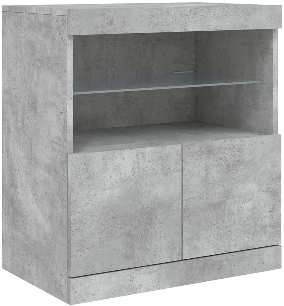Šoninė spintelė su LED lemputėmis, betono pilka, 181,5x37x67cm
