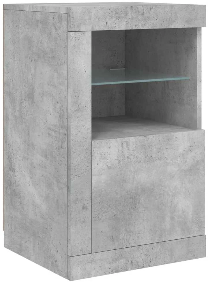 Šoninė spintelė su LED lemputėmis, betono pilka, 123x37x67cm