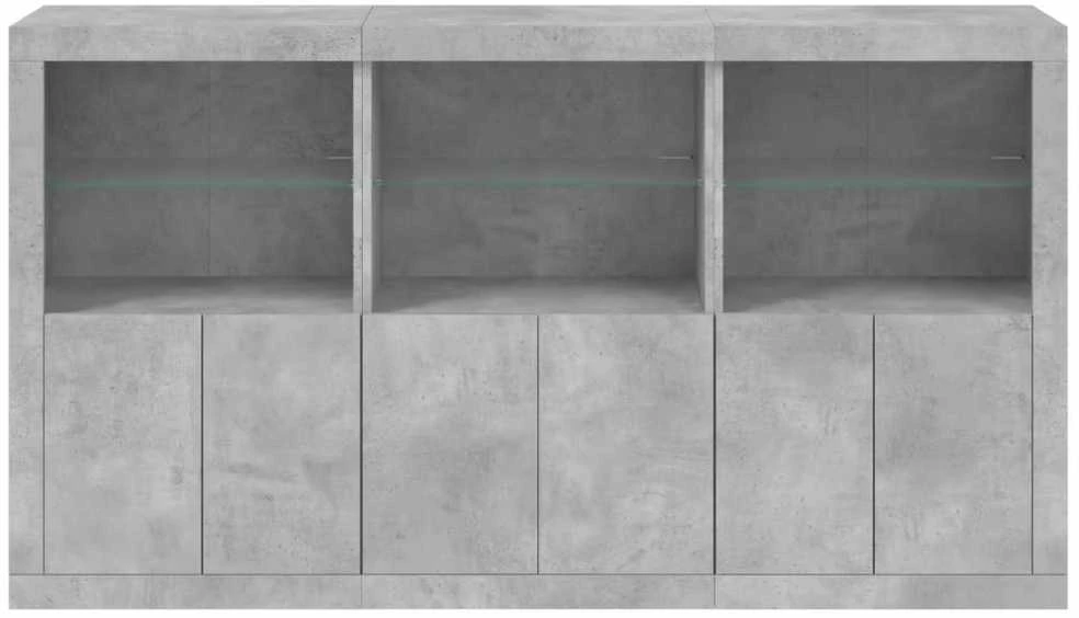 Šoninė spintelė su LED lemputėmis, betono pilka, 181,5x37x100cm