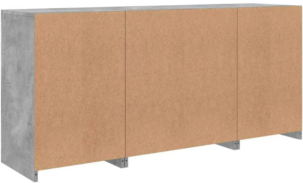 Šoninė spintelė su LED lemputėmis, betono pilka, 142,5x37x67cm