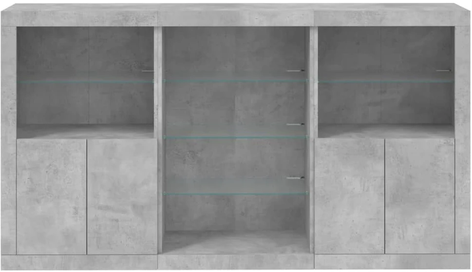 Šoninė spintelė su LED lemputėmis, betono pilka, 181,5x37x100cm