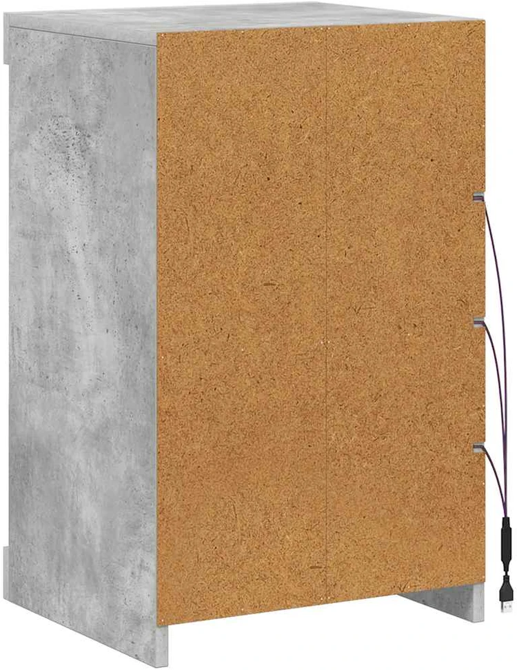 Šoninė spintelė su LED lemputėmis, betono pilka, 41x37x67cm