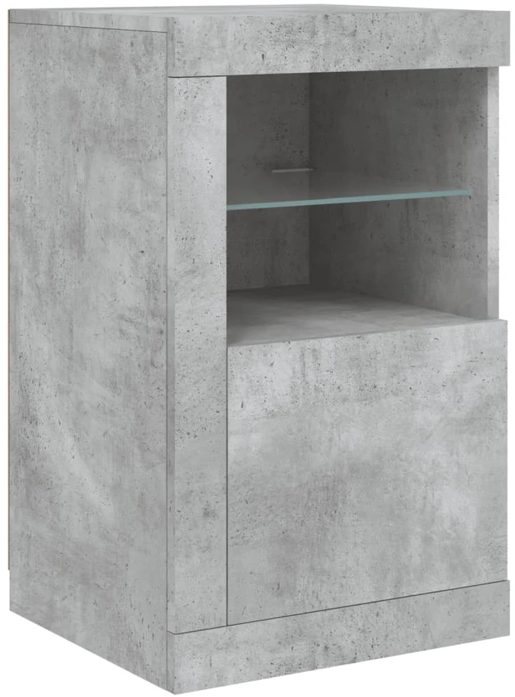 Šoninė spintelė su LED lemputėmis, betono pilka, 142,5x37x67cm