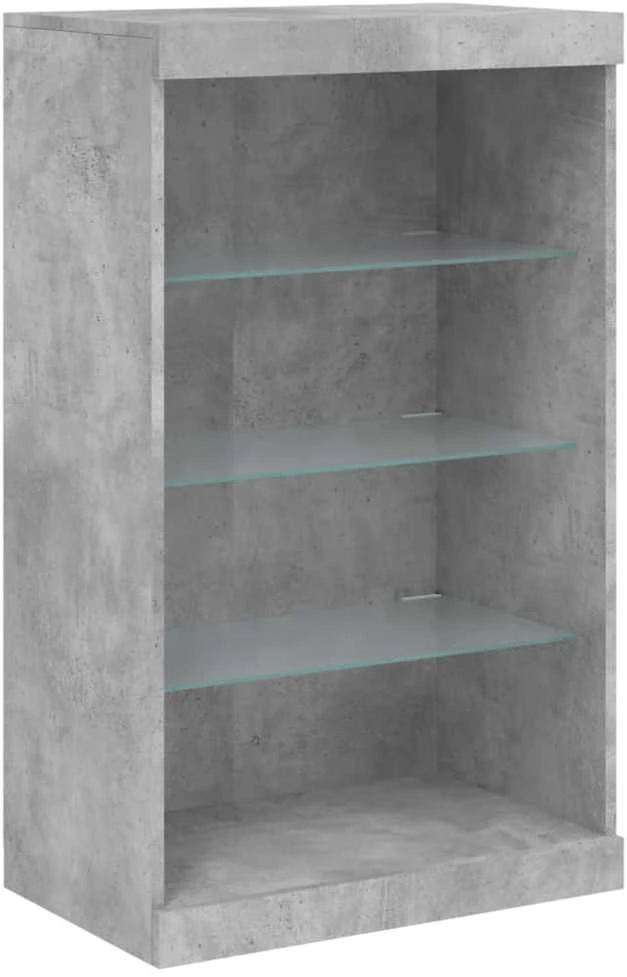 Šoninė spintelė su LED lemputėmis, betono pilka, 60,5x37x100cm