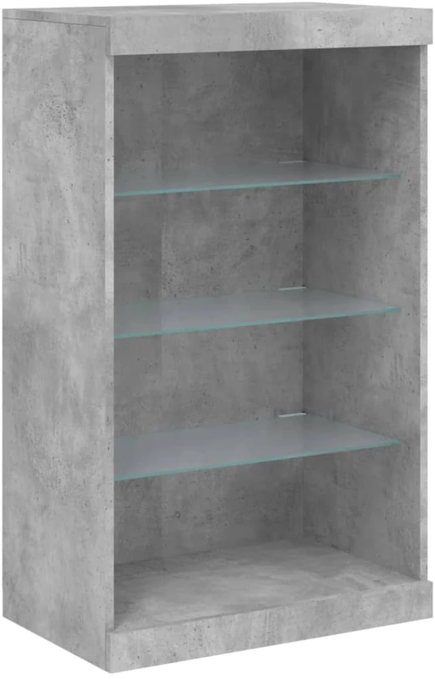 Šoninė spintelė su LED lemputėmis, betono pilka, 60,5x37x100cm