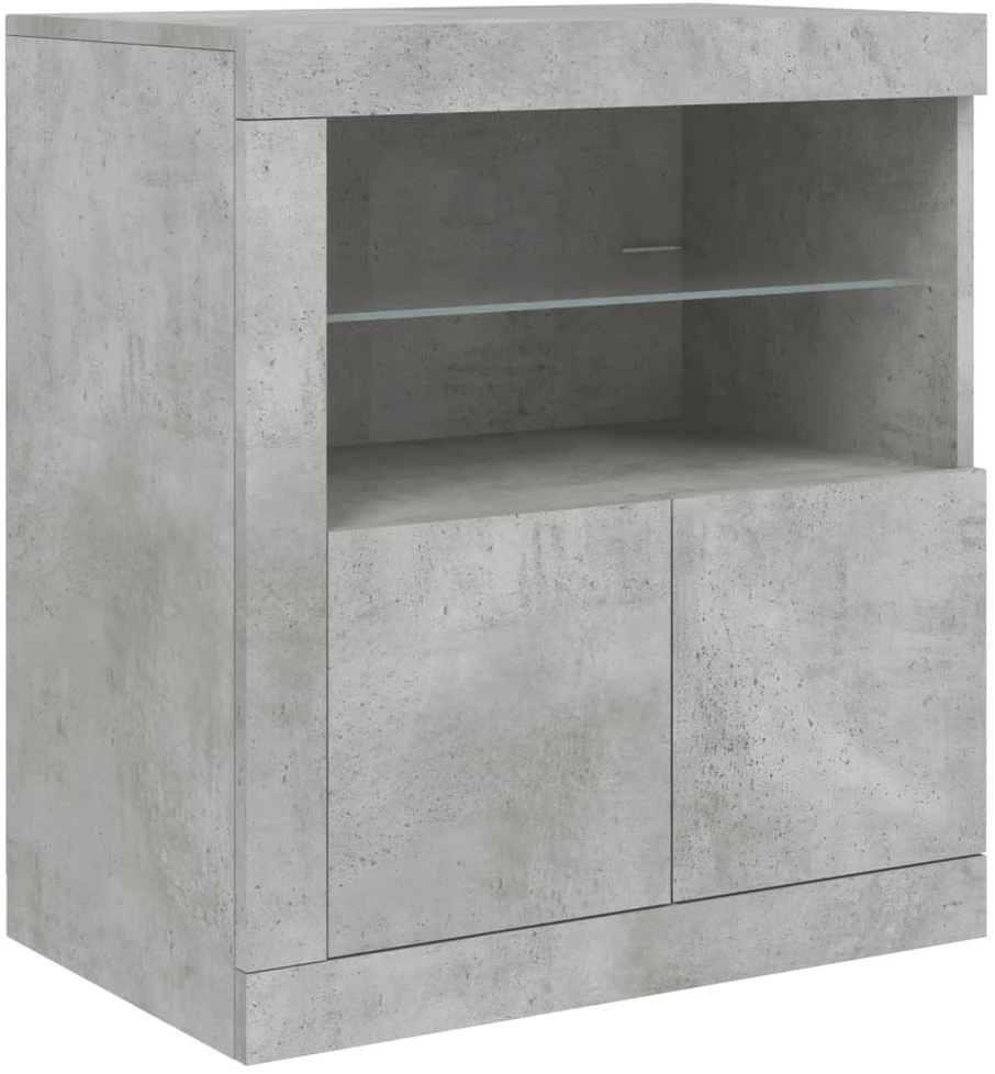 Šoninė spintelė su LED lemputėmis, betono pilka, 181,5x37x67cm