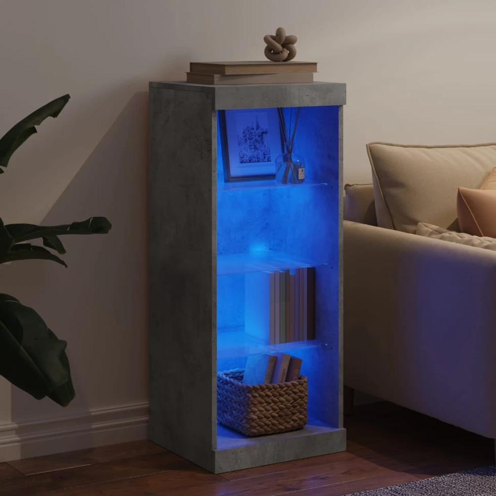 Šoninė spintelė su LED lemputėmis, betono pilka, 41x37x100cm