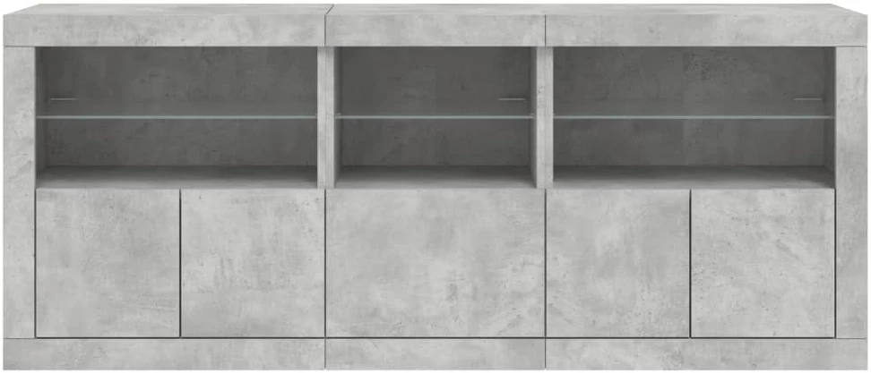 Šoninė spintelė su LED lemputėmis, betono pilka, 162x37x67cm