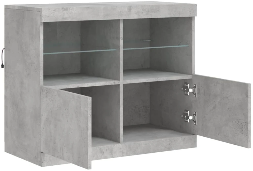 Šoninė spintelė su LED lemputėmis, betono pilka, 81x37x67cm