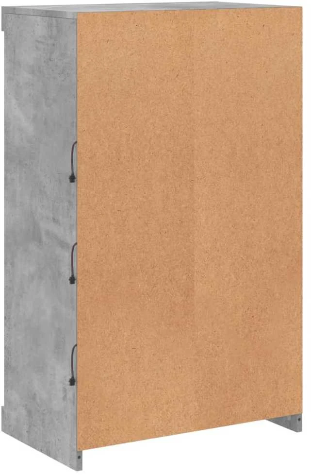 Šoninė spintelė su LED lemputėmis, betono pilka, 60,5x37x100cm