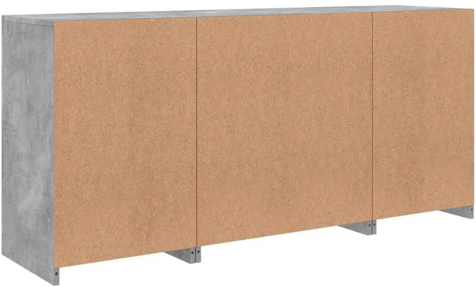 Šoninė spintelė su LED lemputėmis, betono pilka, 142,5x37x67cm