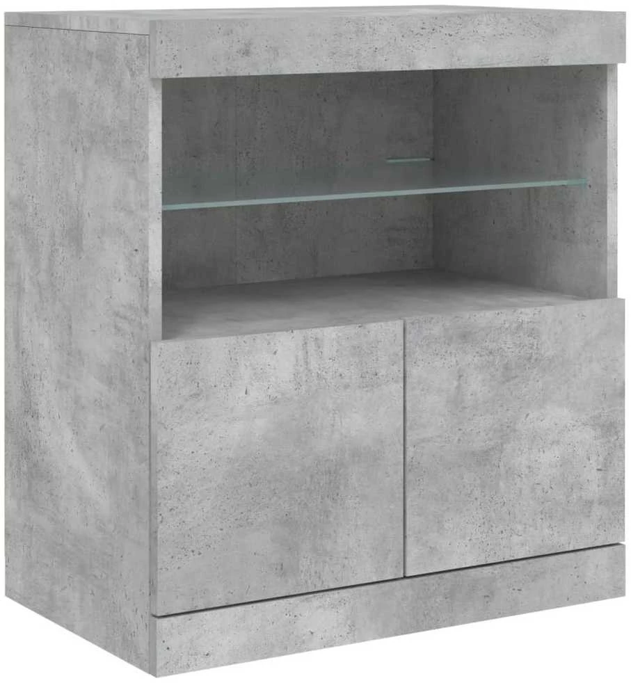 Šoninė spintelė su LED lemputėmis, betono pilka, 142,5x37x67cm