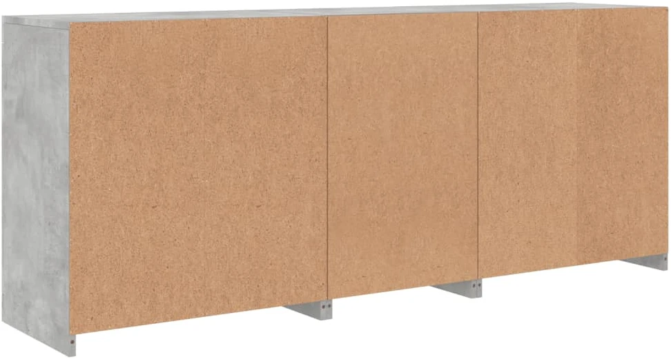 Šoninė spintelė su LED lemputėmis, betono pilka, 181,5x37x67cm