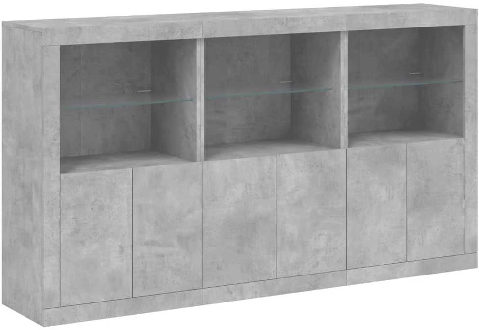 Šoninė spintelė su LED lemputėmis, betono pilka, 181,5x37x100cm