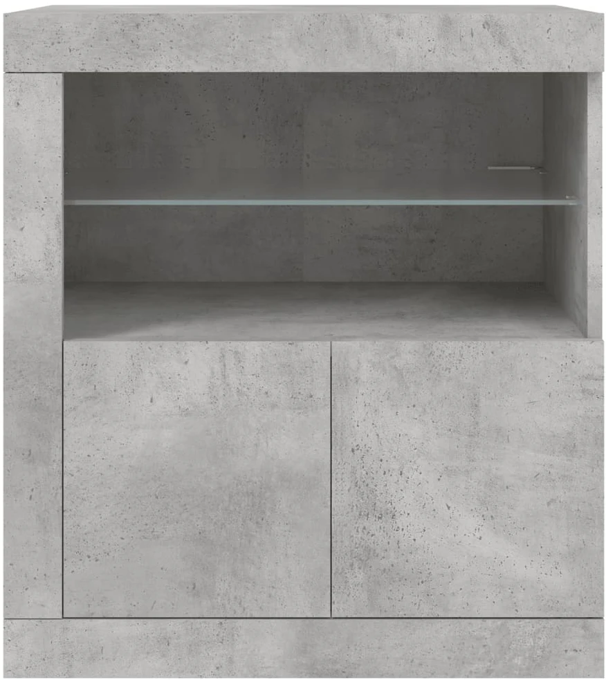 Šoninė spintelė su LED lemputėmis, betono pilka, 60,5x37x67cm