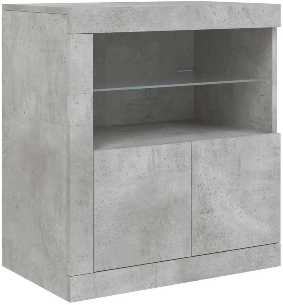 Šoninė spintelė su LED lemputėmis, betono pilka, 60,5x37x67cm