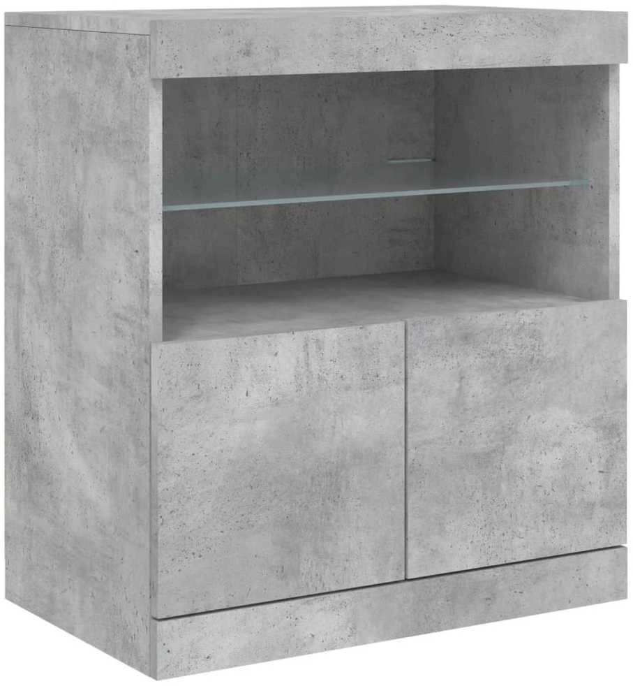 Šoninė spintelė su LED lemputėmis, betono pilka, 142,5x37x67cm