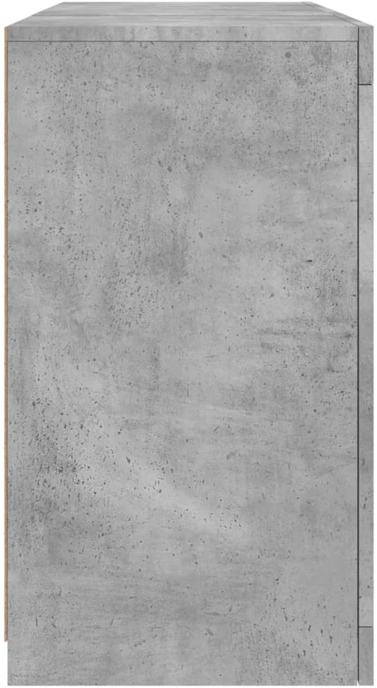 Šoninė spintelė su LED lemputėmis, betono pilka, 123x37x67cm