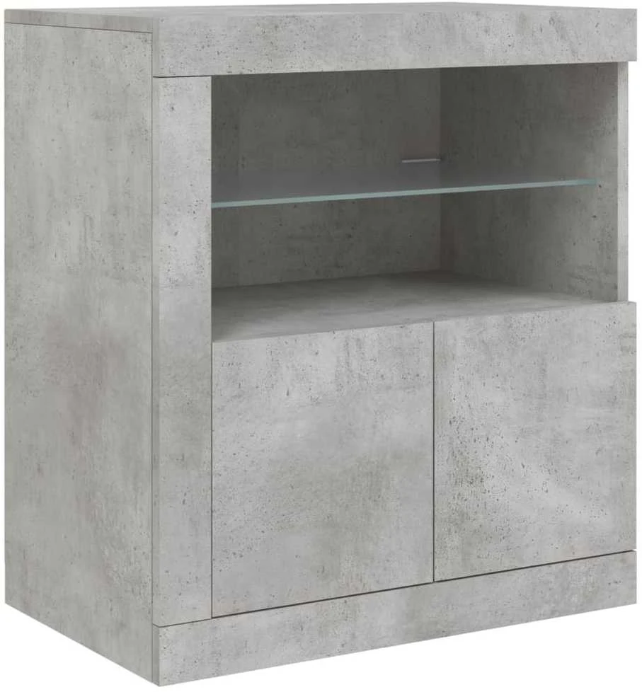 Šoninė spintelė su LED lemputėmis, betono pilka, 162x37x67cm