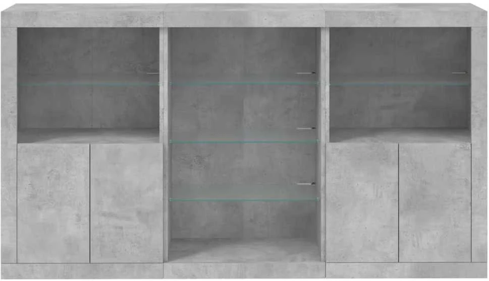 Šoninė spintelė su LED lemputėmis, betono pilka, 181,5x37x100cm
