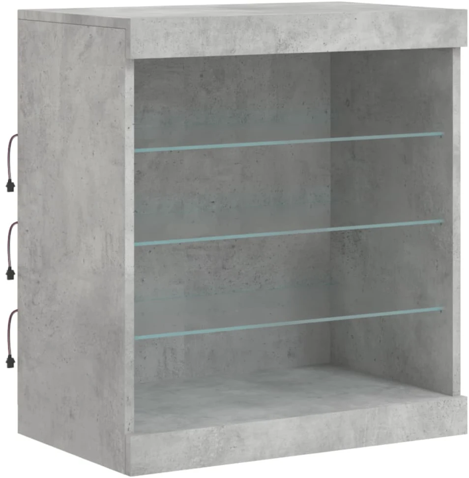 Šoninė spintelė su LED lemputėmis, betono pilka, 142,5x37x67cm
