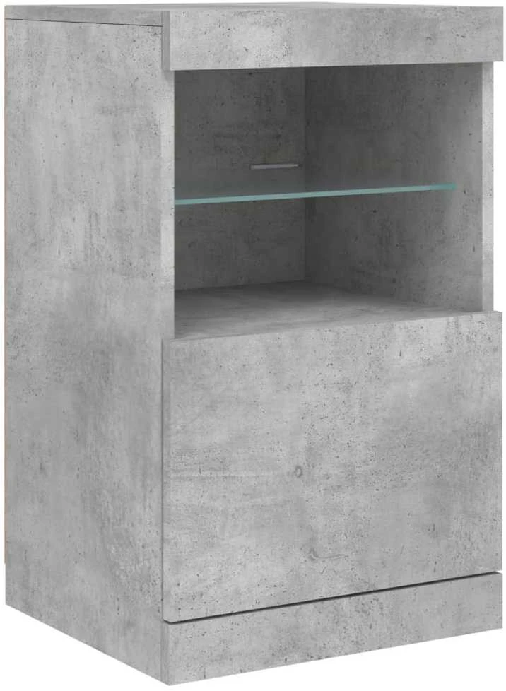 Šoninė spintelė su LED lemputėmis, betono pilka, 162x37x67cm