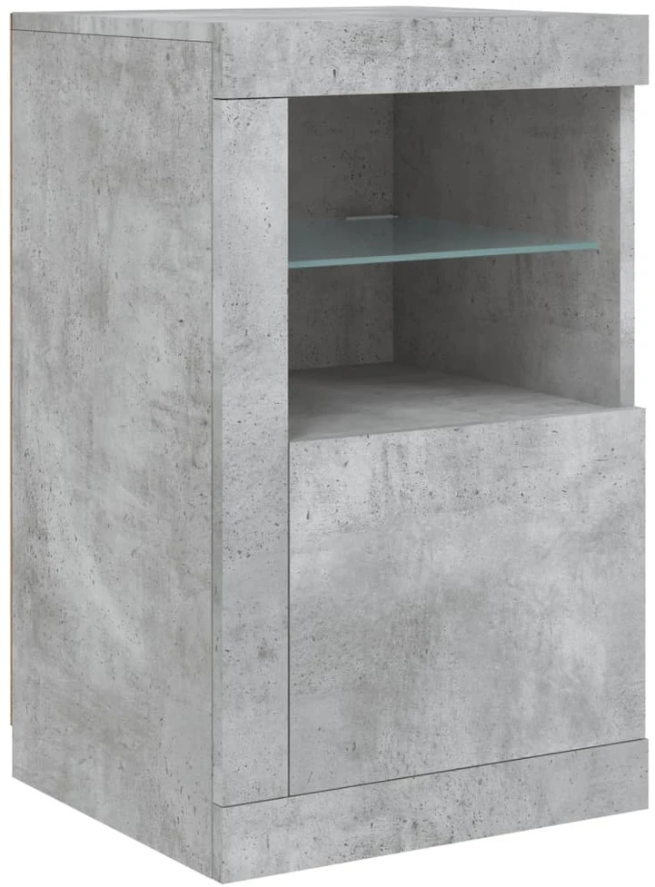 Šoninė spintelė su LED lemputėmis, betono pilka, 123x37x67cm