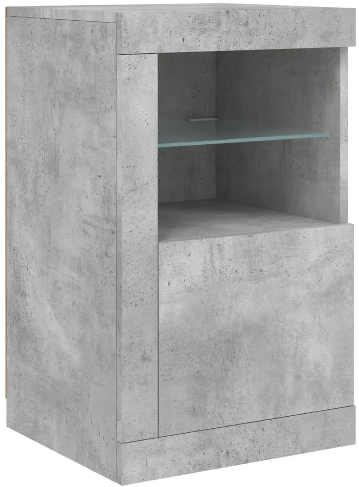 Šoninė spintelė su LED lemputėmis, betono pilka, 123x37x67cm