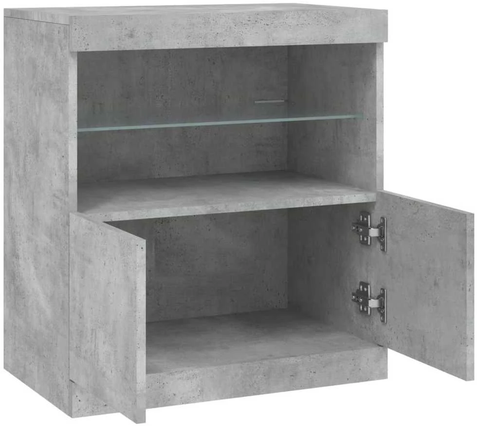 Šoninė spintelė su LED lemputėmis, betono pilka, 60x37x67cm