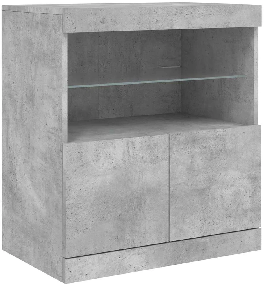 Šoninė spintelė su LED lemputėmis, betono pilka, 142,5x37x67cm